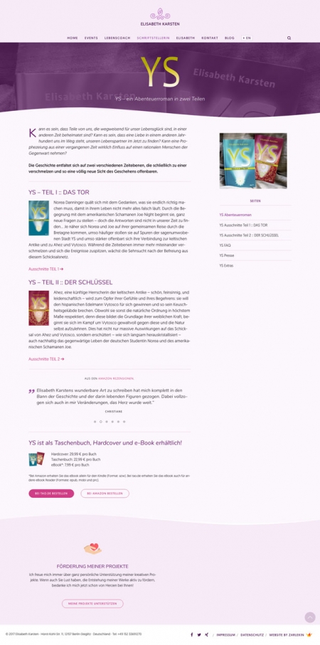 Screenshot der Seite 'YS' auf www.elisabeth-karsten.com