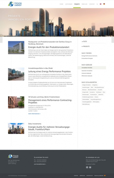 Screenshot des Immobilien-Portfolios auf www.haas-energy.com